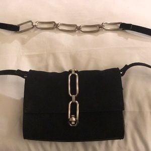 Crossbody or small shoulder purse in black suede